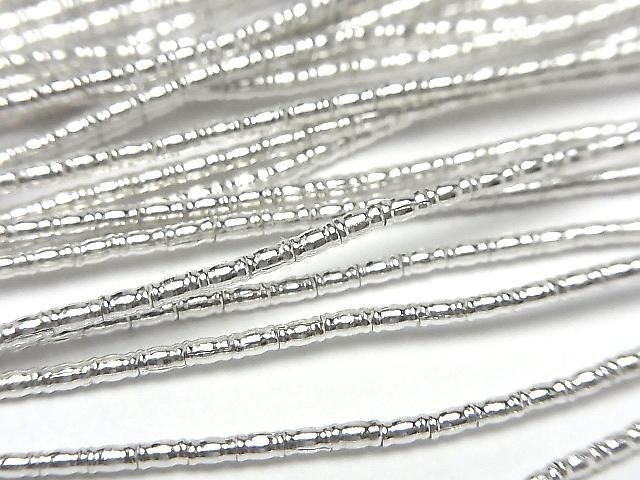 Karen Silver Patterned Tube 2.5x1.5x1.5mm White Silver 1/4 or 1strand beads (approx. 27inch/68cm)