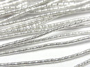 Karen Silver Patterned Tube 2.5x1.5x1.5mm White Silver 1/4 or 1strand beads (approx. 27inch/68cm)