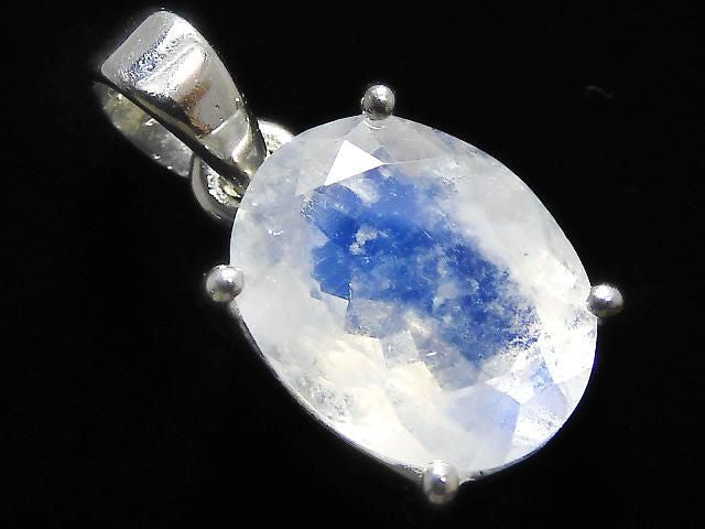 [Video][One of a kind] High Quality Rainbow Moonstone AAA Faceted Pendant Silver925 NO.82