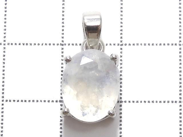 [Video][One of a kind] High Quality Rainbow Moonstone AAA Faceted Pendant Silver925 NO.82