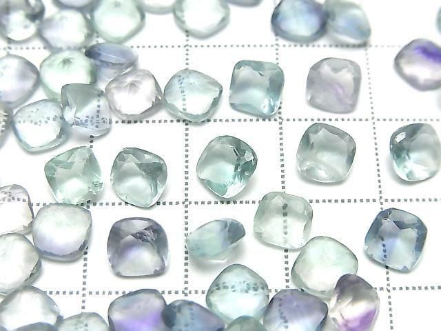 [Video] High Quality MultiColor Fluorite AAA- Loose Stone Square Faceted 6x6mm 5pcs