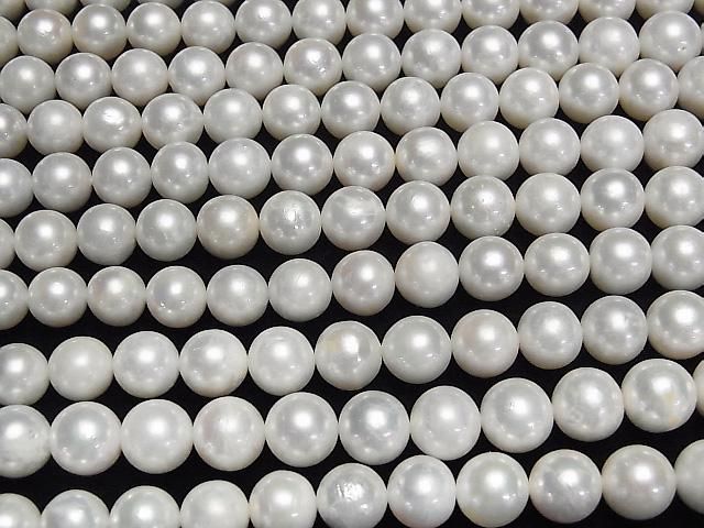 [Video] Fresh Water Pearl AA++ Semi Round 9-11mm White 1strand beads (approx. 15inch/38cm)