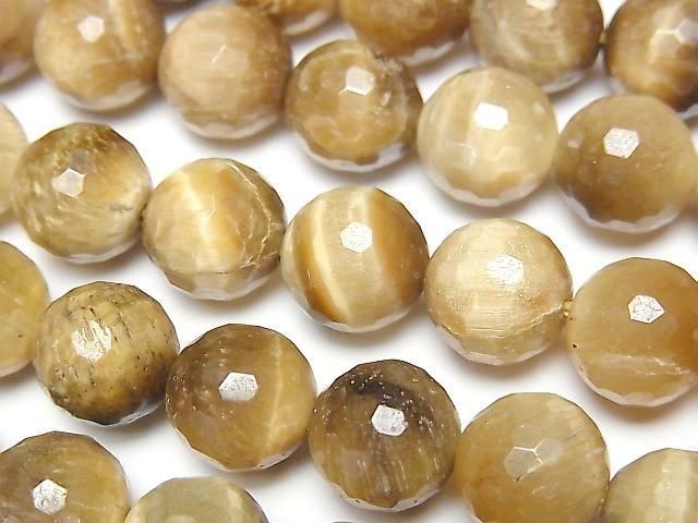 [Video] Golden Tiger's Eye 128 Faceted Round 10mm Coated 1strand beads (approx. 15 inch/36 cm)