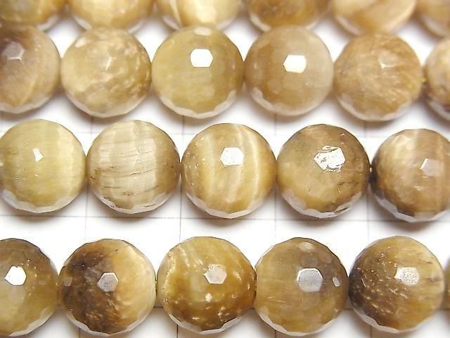 [Video] Golden Tiger's Eye 128 Faceted Round 10mm Coated 1strand beads (approx. 15 inch/36 cm)