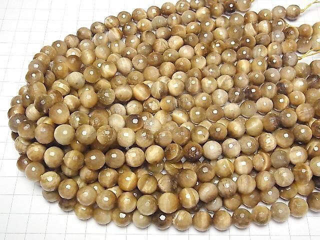 [Video] Golden Tiger's Eye 128 Faceted Round 10mm Coated 1strand beads (approx. 15 inch/36 cm)