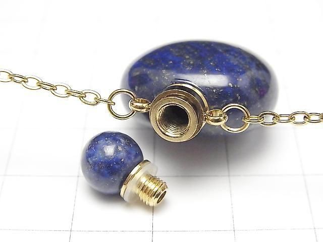 [Video] Lapislazuli Bottle Necklace Heart 35x22mm 1strand beads (approx. 22inch/56cm)