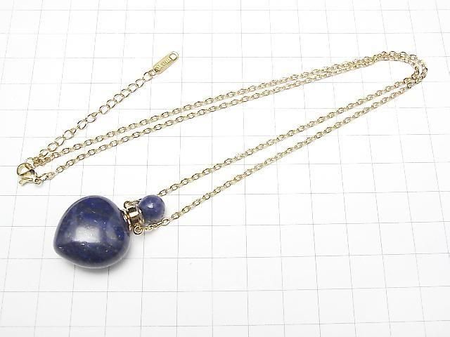 [Video] Lapislazuli Bottle Necklace Heart 35x22mm 1strand beads (approx. 22inch/56cm)