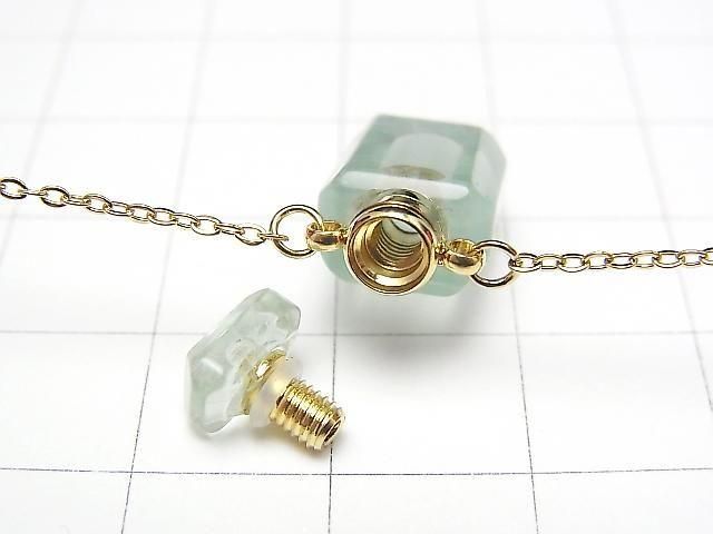 [Video] Green Fluorite Bottle Necklace Rectangle 20x10mm 1strand beads (approx. 20inch/50cm)