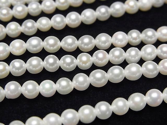 [Video] Japanese Akoya Pearls AAA Round 4mm White Half or 1strand beads (approx. 16 inches/39 cm)
