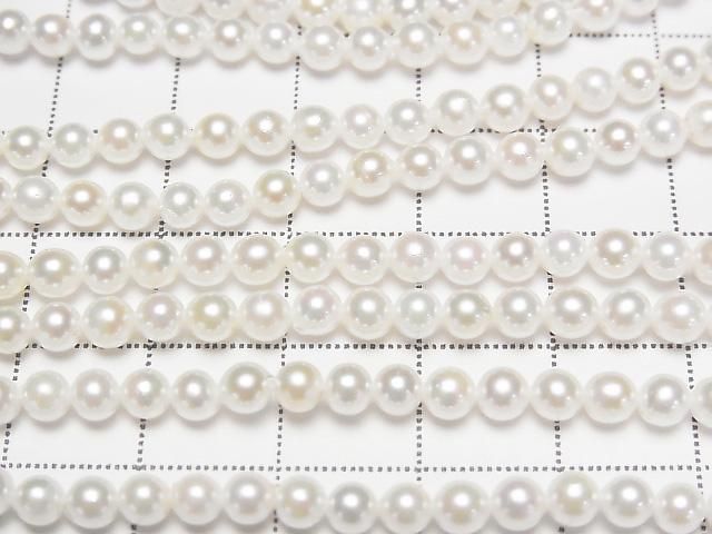 [Video] Japanese Akoya Pearls AAA Round 4mm White Half or 1strand beads (approx. 16 inches/39 cm)