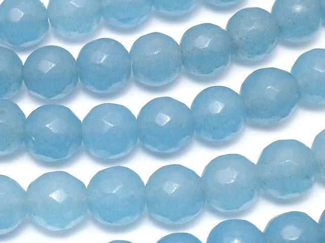 Blue Jade 64Faceted Round 8mm 1strand beads (approx. 14 inches/35 cm)