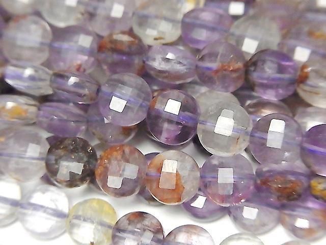 [Video] High Quality! Garden Amethyst AA++ Faceted Coin 6.5x6.5x3.5mm 1strand beads (approx. 15inch/37cm)