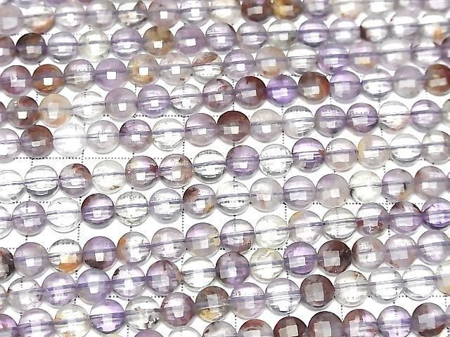 [Video] High Quality! Garden Amethyst AA++ Faceted Coin 6.5x6.5x3.5mm 1strand beads (approx. 15inch/37cm)