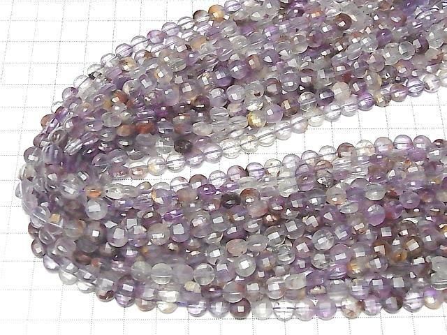 [Video] High Quality! Garden Amethyst AA++ Faceted Coin 6.5x6.5x3.5mm 1strand beads (approx. 15inch/37cm)