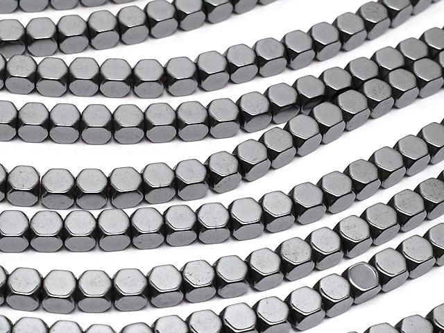 [Video]Hematite Small Size Cube Shape 3x3x3mm 1strand beads (aprx.15inch/37cm)