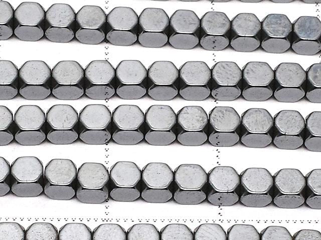 [Video]Hematite Small Size Cube Shape 3x3x3mm 1strand beads (aprx.15inch/37cm)