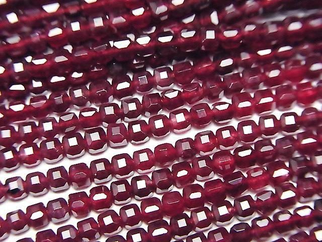 [Video] High Quality! Red Jade Cube Shape 2x2x2mm 1strand beads (approx. 15inch/37cm)