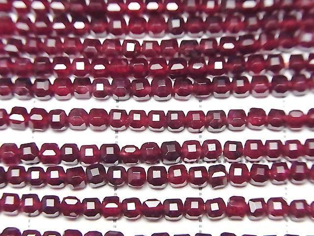 [Video] High Quality! Red Jade Cube Shape 2x2x2mm 1strand beads (approx. 15inch/37cm)