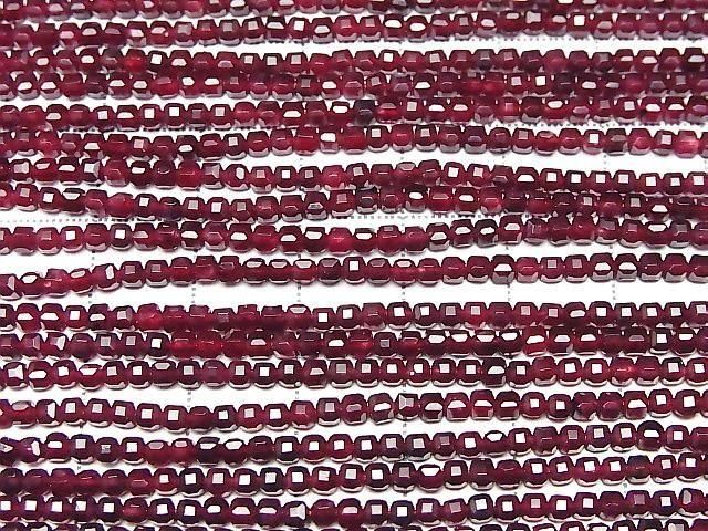 [Video] High Quality! Red Jade Cube Shape 2x2x2mm 1strand beads (approx. 15inch/37cm)
