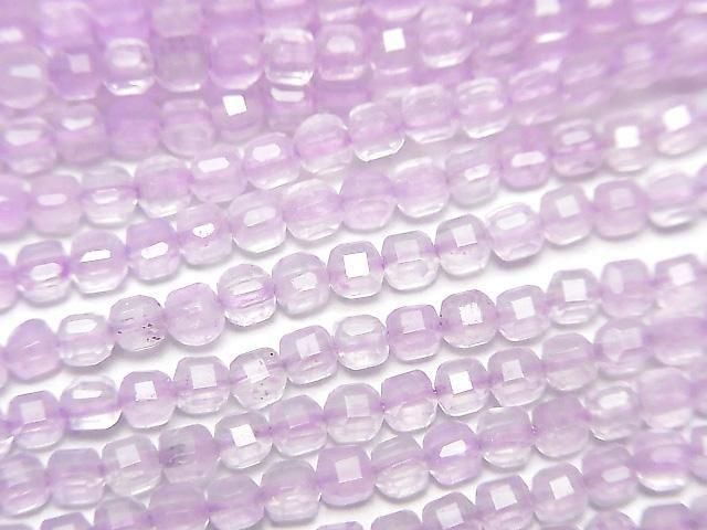 [Video] High Quality! Light Purple Jade Cube Shape 2x2x2mm 1strand beads (approx. 15inch/37cm)