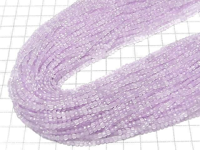 [Video] High Quality! Light Purple Jade Cube Shape 2x2x2mm 1strand beads (approx. 15inch/37cm)