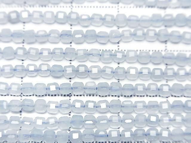 [Video] High Quality! Light Blue Jade Cube Shape 2x2x2mm 1strand beads (approx. 15inch/37cm)