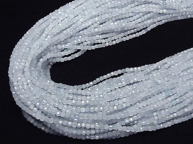 [Video] High Quality! Light Blue Jade Cube Shape 2x2x2mm 1strand beads (approx. 15inch/37cm)