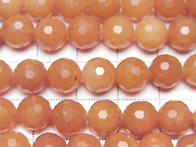 [Video] High Quality! Orange Aventurine 128Faceted Round 8mm 1strand beads (approx. 15 inches/37 cm)