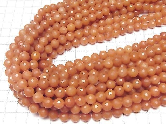 [Video] High Quality! Orange Aventurine 128Faceted Round 8mm 1strand beads (approx. 15 inches/37 cm)