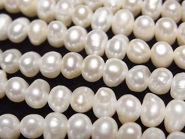 [Video] Fresh Water Pearl AA Potato 6-6.5mm White 1strand beads (approx. 15inch/36cm)