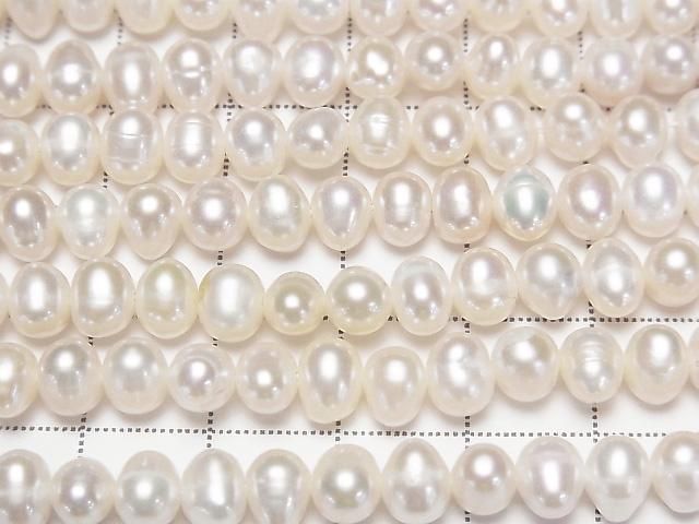 [Video] Fresh Water Pearl AA Potato 6-6.5mm White 1strand beads (approx. 15inch/36cm)