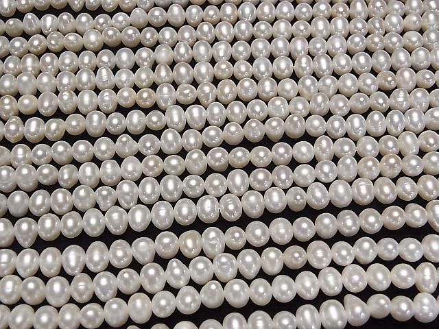 [Video] Fresh Water Pearl AA Potato 6-6.5mm White 1strand beads (approx. 15inch/36cm)