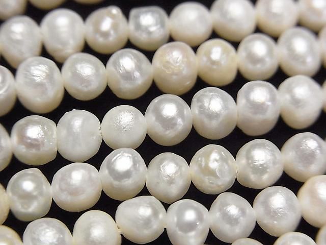 [Video] Fresh Water Pearl AA Potato 6mm White 1strand beads (approx. 15 inches/37 cm)