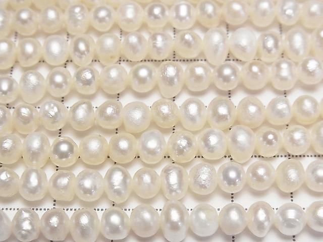 [Video] Fresh Water Pearl AA Potato 6mm White 1strand beads (approx. 15 inches/37 cm)