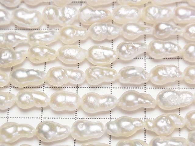[Video] Fresh Water Pearl AA Natural Drop 9x6x6mm White 1strand beads (approx. 15inch/36cm)