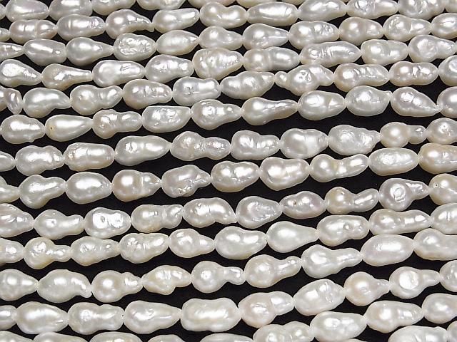 [Video] Fresh Water Pearl AA Natural Drop 9x6x6mm White 1strand beads (approx. 15inch/36cm)