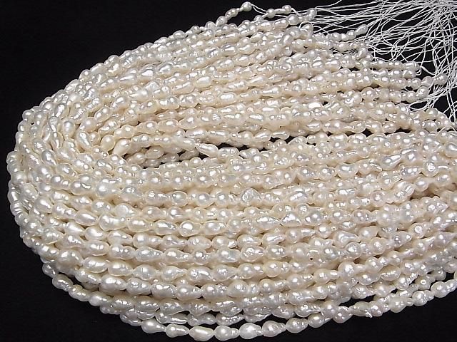 [Video] Fresh Water Pearl AA Natural Drop 9x6x6mm White 1strand beads (approx. 15inch/36cm)
