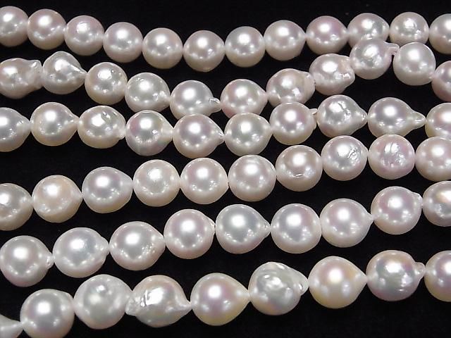[Video] Japanese Akoya Pearls AAA Natural Round 9x8.5x8.5mm White Half or 1strand beads (approx. 16inch/39cm)