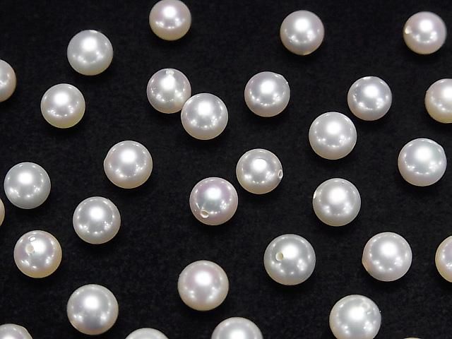[Video] Japanese Akoya Pearls AAA Round 5.5mm Untreated White [Half Drilled Hole] 1pc