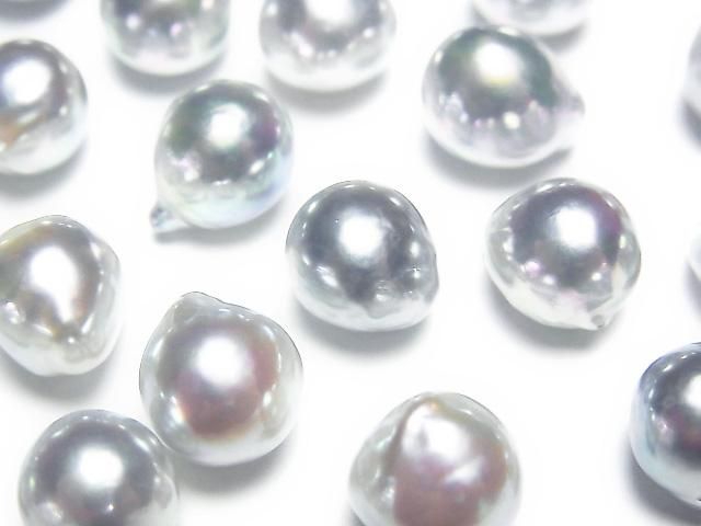 [Video] Japanese Akoya Pearls AAA- Natural Round 8.5mm Untreated Silver-Blue 1pc