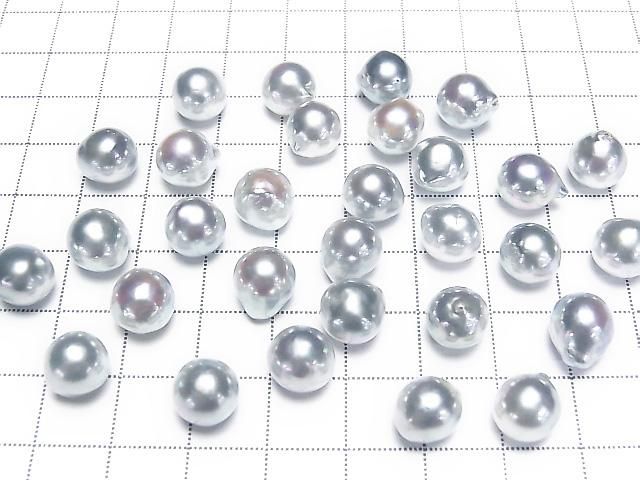 [Video] Japanese Akoya Pearls AAA- Natural Round 8.5mm Untreated Silver-Blue 1pc