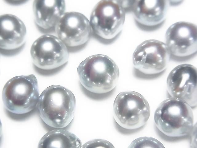 [Video] Japanese Akoya Pearls AAA- Natural Round-Baroque 6.5mm Untreated Silver-Blue 1pc