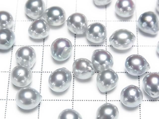 [Video] Japanese Akoya Pearls AAA- Natural Round-Baroque 6.5mm Untreated Silver-Blue 1pc