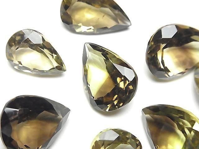 [Video] High Quality Lemon x Smoky Quartz AAA Loose Stone Pear Shape Faceted Mixed Sizes 2pcs