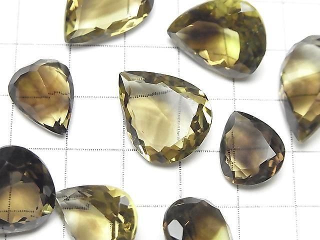 [Video] High Quality Lemon x Smoky Quartz AAA Loose Stone Pear Shape Faceted Mixed Sizes 2pcs