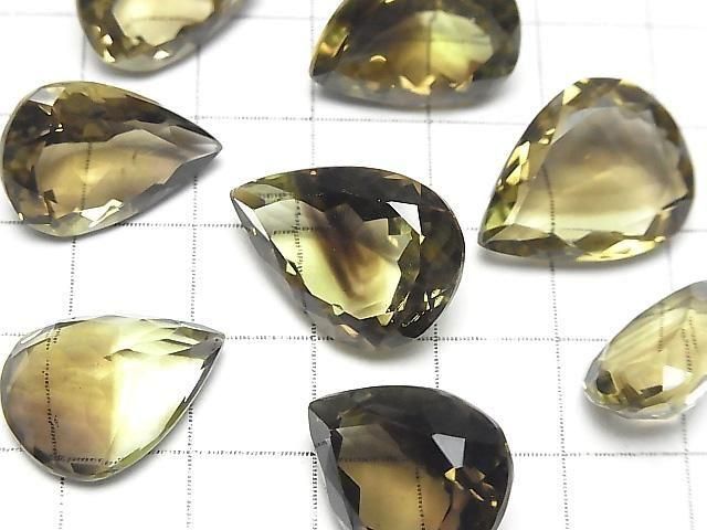 [Video] High Quality Lemon x Smoky Quartz AAA Loose Stone Pear Shape Faceted Mixed Sizes 2pcs