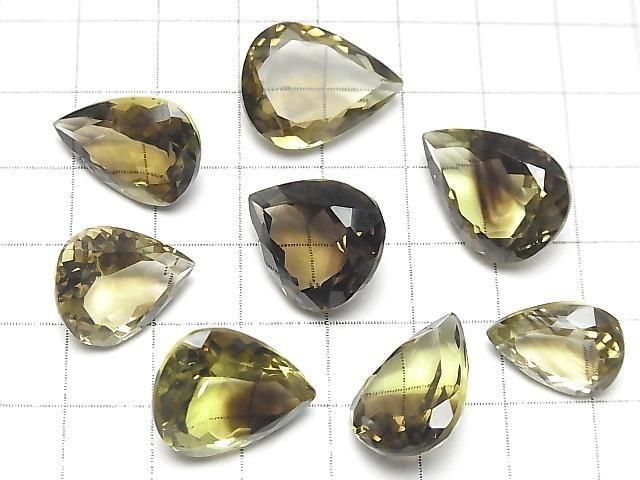 [Video] High Quality Lemon x Smoky Quartz AAA Loose Stone Pear Shape Faceted Mixed Sizes 2pcs
