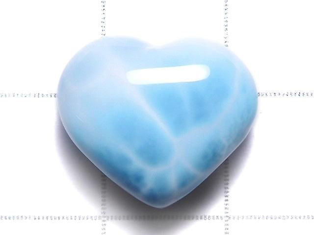 [Video][One of a kind] High Quality Larimar Pectolite AAA Heart [Half Drilled Hole] 1pc NO.81