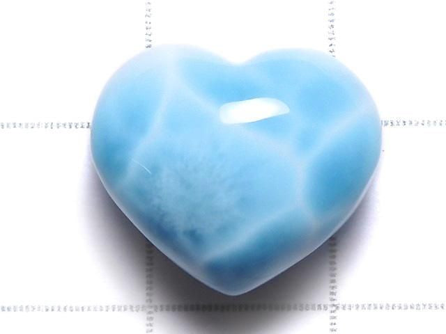 [Video][One of a kind] High Quality Larimar Pectolite AAA Heart [Half Drilled Hole] 1pc NO.82