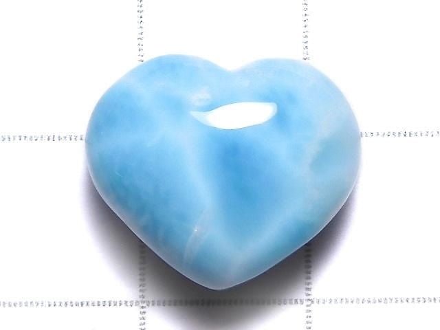 [Video][One of a kind] High Quality Larimar Pectolite AAA Heart [Half Drilled Hole] 1pc NO.84